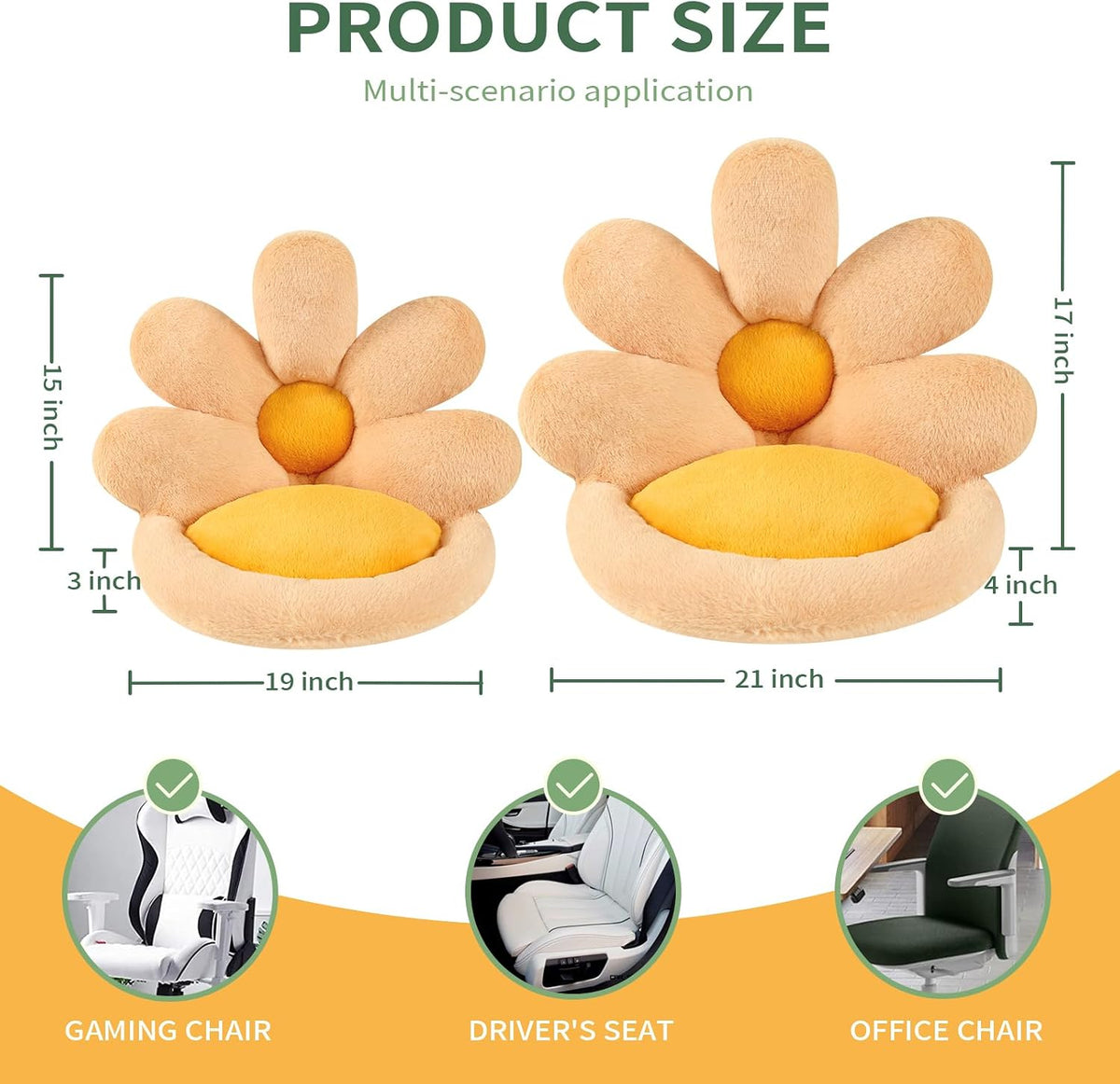Ditucu Flower Shape Chair Pillow Cute Seat Cushion 19 inch Comfy Lazy Sofa Floor Pillows Dorm Seating for Bedroom Decor Orange - Image 3