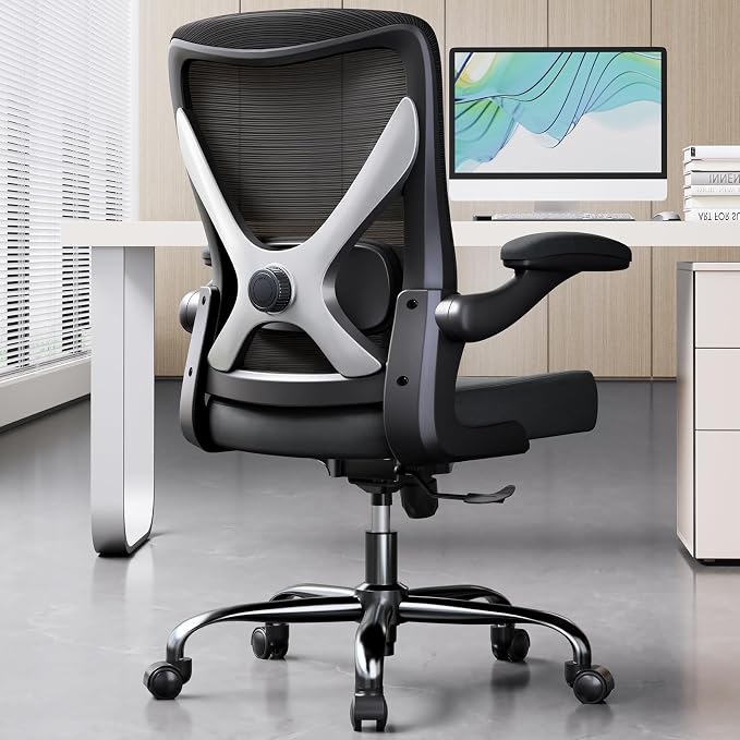 Office Chair: 330LBS Mesh Ergonomic Desk Chair Comfy with 3D Lumbar& Swivel | Ergalithic Computer Chair-Executive Task Work Chairs with Flip-up Arm Home Office Desk Chairs Gaming Chair for Adults(Black) by Ergalithic