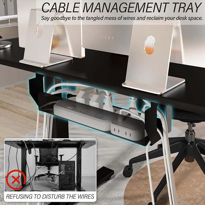 Kingant Standing Desk, 40x24 Inch Electric Height Adjustable Computer Desk | Ergonomic Small Sit Stand Desk Rising Desks for Home Office Stand Up Desk Computer Workstation with Cable Management - Image 4
