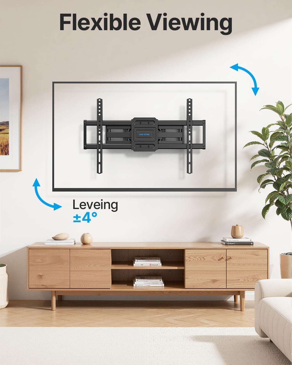 Full Motion TV Wall Mount for 37-85 Inch TVs Mounts Up to 120lbs, Fit 16" Wood Stud, Max VESA 600x400mm, Swivel and Tilt Articulating Wall Mount TV Bracket,Fit Most 55+ 65 70 75 inch TVs - Image 5