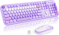 MOFII Wireless Keyboard and Mouse Combo, Cute Retro Typewriter Keyboard and Silent Mouse, 2.4GHz Full Size Computer Keyboard Wireless Mouse Set for PC, Laptop, Desktop, Windows (Purple Colorful) by MOFII