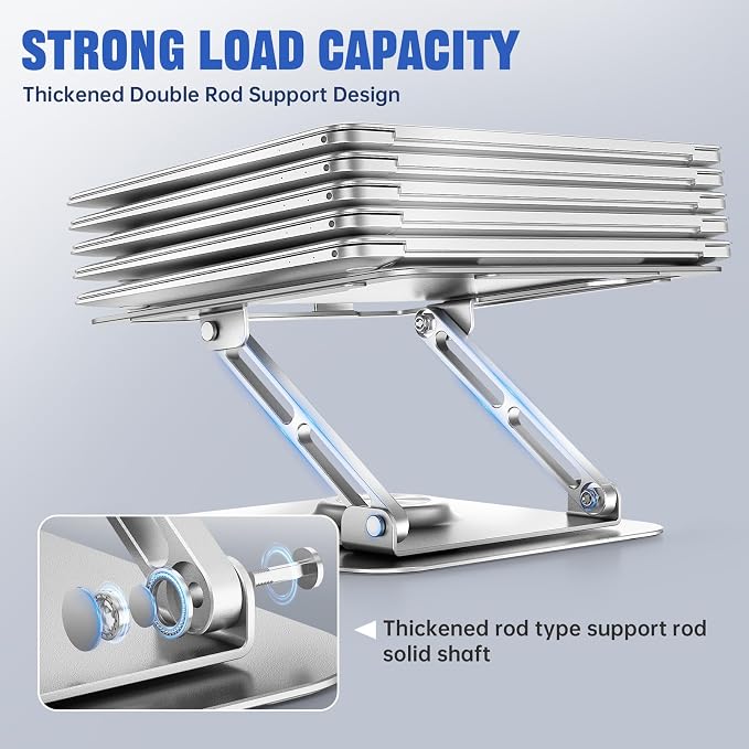 Laptop Stand for desk(360°Rotating),Aluminum laptop Riser for 10-16"Laptops | Adjustable Multi-Angle Ergonomic Laptop Stand, Foldable Portable for Home Office, Fits MacBook Air Pro Dell HP Laptops - Image 3