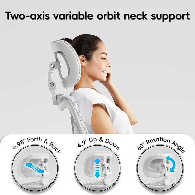 Ergonomic Office Chair:Home Office Desk Chairs with Headrest Lumbar Support | Ergalithic Ergonomic Desk Chair X-Shaped Mesh PU Leather Executive Computer Chair High Back Flip-Up Arms for Long Hour - Image 8