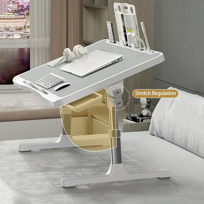 Laptop Desk for Bed, Adjustable Beds Table | USB Charge Port, Foldable Lap top Table with Storage Drawer, Portable Laptops Bed Desk Tray for Eating Working - Image 5