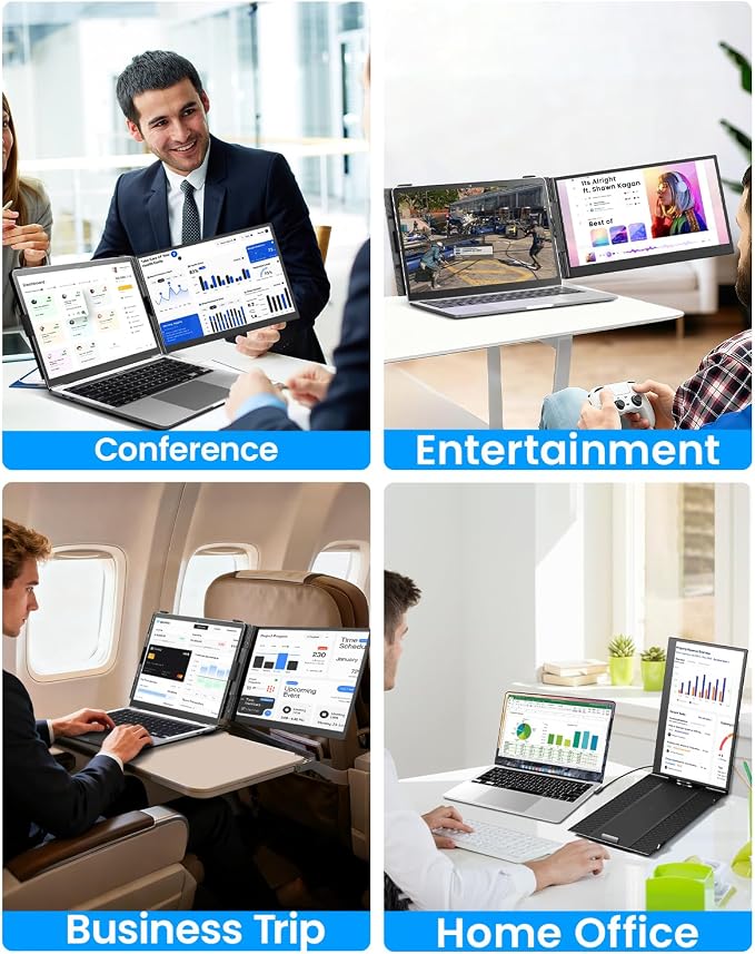 Cevaton Laptop Screen Extender, 14.1" Ultra-Slim & Lightweight Portable Monitor for 13"-17" Laptops, 1080P FHD Dual Monitor, One Cable Connection, Compatible with Wins/Mac/Android/Linux/Chrome - Image 4