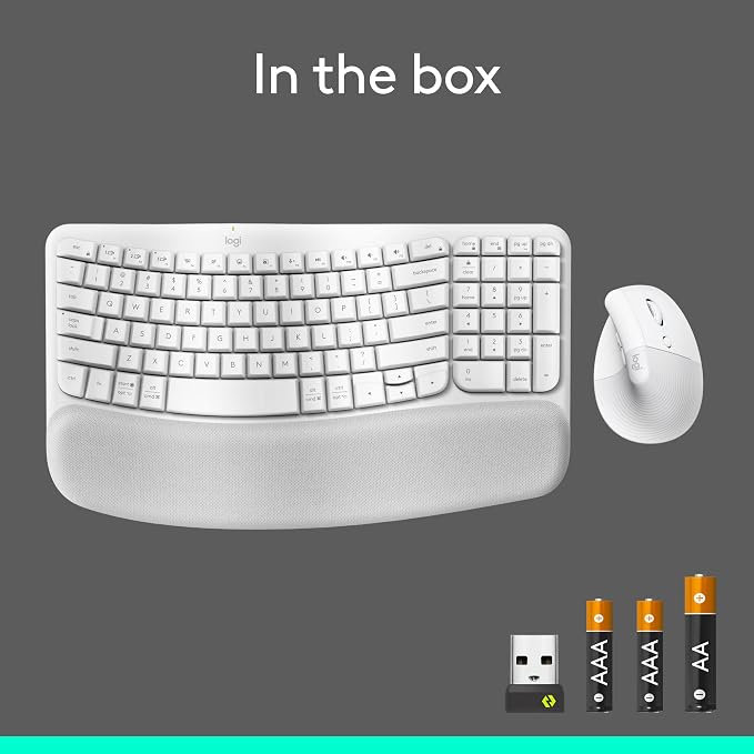 Logitech Wave Keys and Lift Vertical Mouse Combo with Palm Rest - Off-White | Cushioned palm rest, Easy-Switch, Bluetooth, compatible with Multi-OS, designed for Windows and Mac, vertical design - Image 11