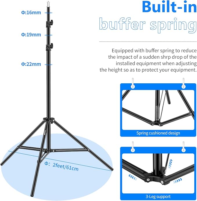 Neewer 75"/6 Feet/190CM Photography Light Stands for Relfectors, Softboxes, Lights, Umbrellas, Backgrounds - Image 3