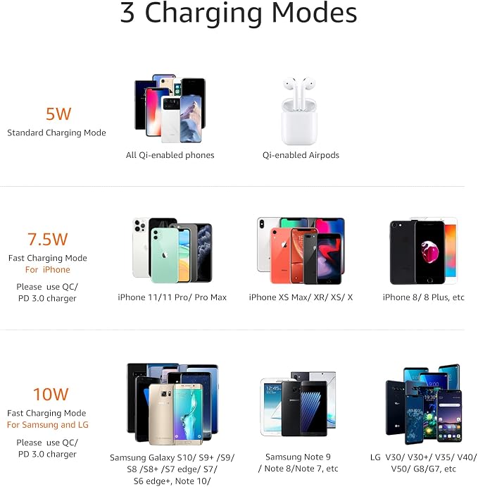 Amazon Basics Wireless Phone Charger Stand, 10W Qi Certified with USB Cable, Compatible with iPhone 16/15/14/13/12/11/X, Samsung & More, with USB Cable, Black (No AC Adapter) - Image 6
