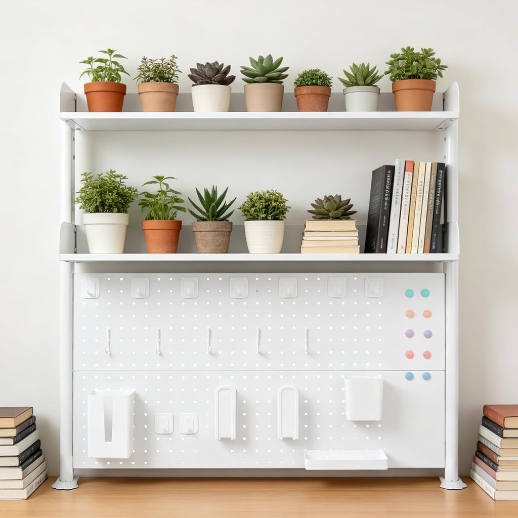 Clamp On Desk Shelf Organizer with Pegboard, 39in Desktop Organizer Hutch - Image 6