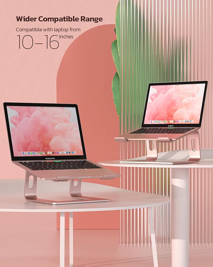 Nulaxy Full Aluminum Laptop Stand, Stable Support to 22 lbs, Rose Gold | Detachable for Portable Storage, Easy Setup, Saves Desk Space, Compatible with 10-16 Inch Laptops, Office Desk Accessories - Image 4