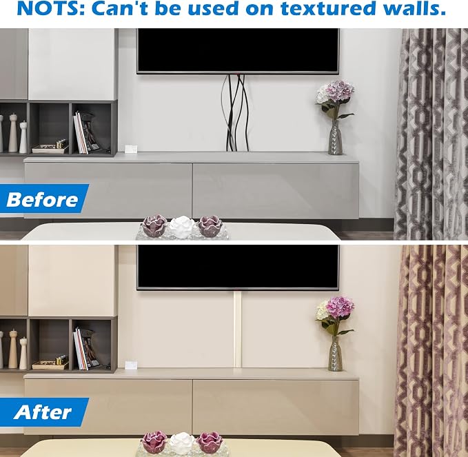 39in TV Cord Hider - Cord Covers for Wall Mounted TV Cable Hider Wall Kit | 1.5"W*0.75"H*13inL*3, Wire Hiders for TV on Wall, Wire Covers for Cords, Cable Concealer Hide Cords, Beige - Image 7