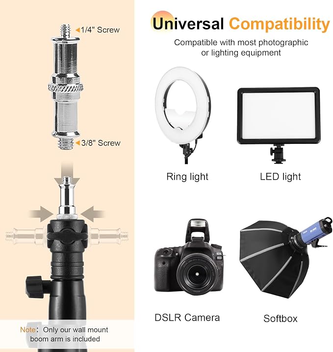 SITTO 22 inch Ring Light with Remote Control, 43 inch Wall Mounted Boom Arm | Ring Light Wall Mount for Live Streaming, Beauty Salon, Barber Light, Tattoo Light, Photography Lighting Studio - Image 6