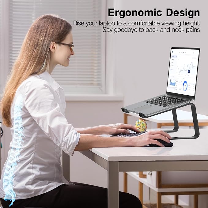 Tonmom Laptop Stand for Desk, Aluminum Laptop Riser Holder | Removable Metal Notebook Stand Ventilated Cooling Computer Riser Compatible with 10-15.6” Laptops - Image 2