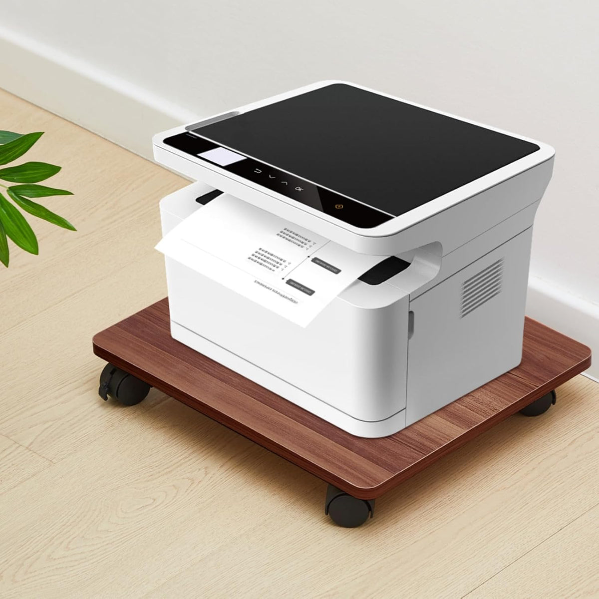 Beeveer 1 Pcs Walnut Under Desk Printer Stand 13.8 x 11.8 Inches - Image 6