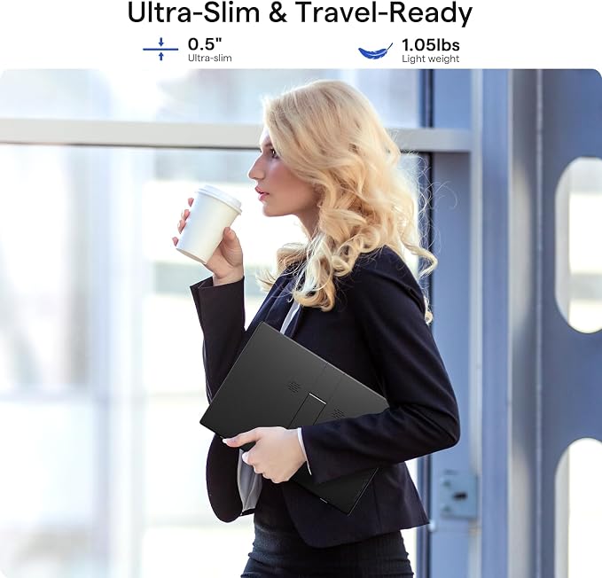 Yxk Portable Monitor 14 Inch 1200P 60Hz IPS HDR Ultra-Slim Travel Monitor with Dual Speakers USB-C HDMI Second Screen for Laptop PC Mac Phone Xbox PS4/5 Switch, VESA Kickstand, Zero Frame Gaming - Image 9
