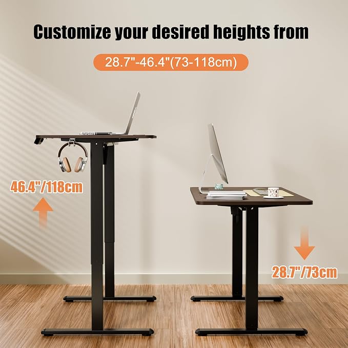 67"x24" Standing Desk, Height Adjustable Sit-Stand Home Office, Walnut | Electric Adjustable Standing Desk, Sit to Stand Computer Office Desk with Splice Board, Memory Preset, Lifts 28.7''-46.5" - Image 4
