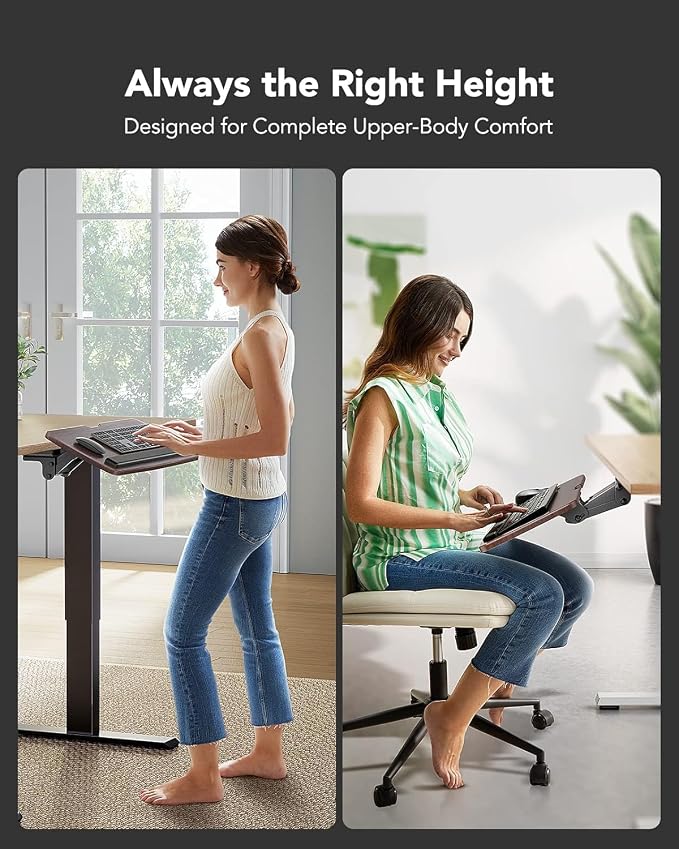 HUANUO Keyboard Tray Under Desk, 360 Adjustable Ergonomic Sliding Keyboard & Mouse Tray, Under Desk Keyboard Tray Slide Out, Keyboard Holder Under Desk for Typing in Home, Office Work, 25"W x 9.84"D - Image 4