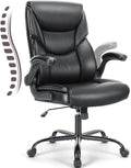 OLIXIS PU Leather Desk Chair, Ergonomic Office Chair, Flip-up Armrest | High Back, Swivel Rolling Wheels, Heavy Duty, 275lbs,Comfortable,Executive, Black by OLIXIS