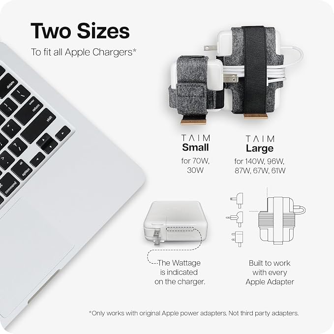 TAIM - Premium Charging Cable Organizer Case | Compact Travel Cord Management Accessories for Apple MacBook Pro, MacBook Air, & Vision Pro | Works with Apple USB-C & MagSafe Chargers | Size: Small - Image 6
