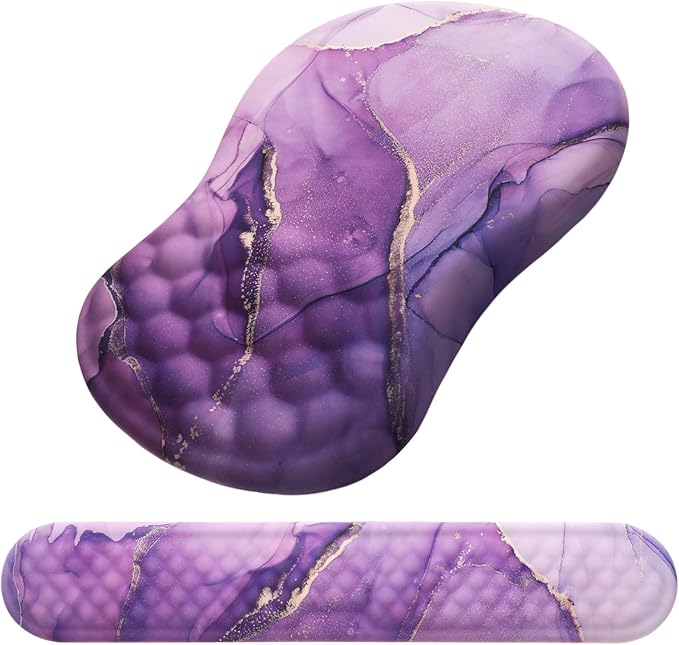 Ergonomic Mouse Pad with Wrist Support and Keyboard Wrist Rest Set | Memory Foam Wrist Cushion, Non-Slip PU Base, Massage Design, Relieves Wrist Pressure for Work, Gaming & Office Use by Laokiiy