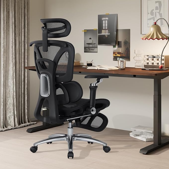 MALOL Ergonomic Office Chair, 400lbs High Back Mesh Desk Chair with 6D Armrests, 3D Headrest, Adjustable Lumbar Support, Seat Depth Adjustment, Tilt Lock, Metal Base & PU Wheels, Black - Image 14