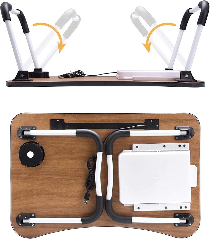 Slendor Bed Desk for Laptop and Writing with Storage, Cup Holder, Light | Fan, Pen Holder,Tablet Holder,Foldable, for Bed, Couch, Floor, Portable,Black - Image 7