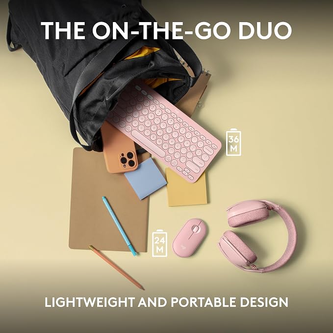 Logitech Pebble 2 Combo Wireless Keyboard and Mouse Quiet - Tonal Rose | Quiet and portable, customizable, Logi Bolt, Bluetooth, Easy-Switch for Windows, macOS, iPadOS, Chrome - Image 9