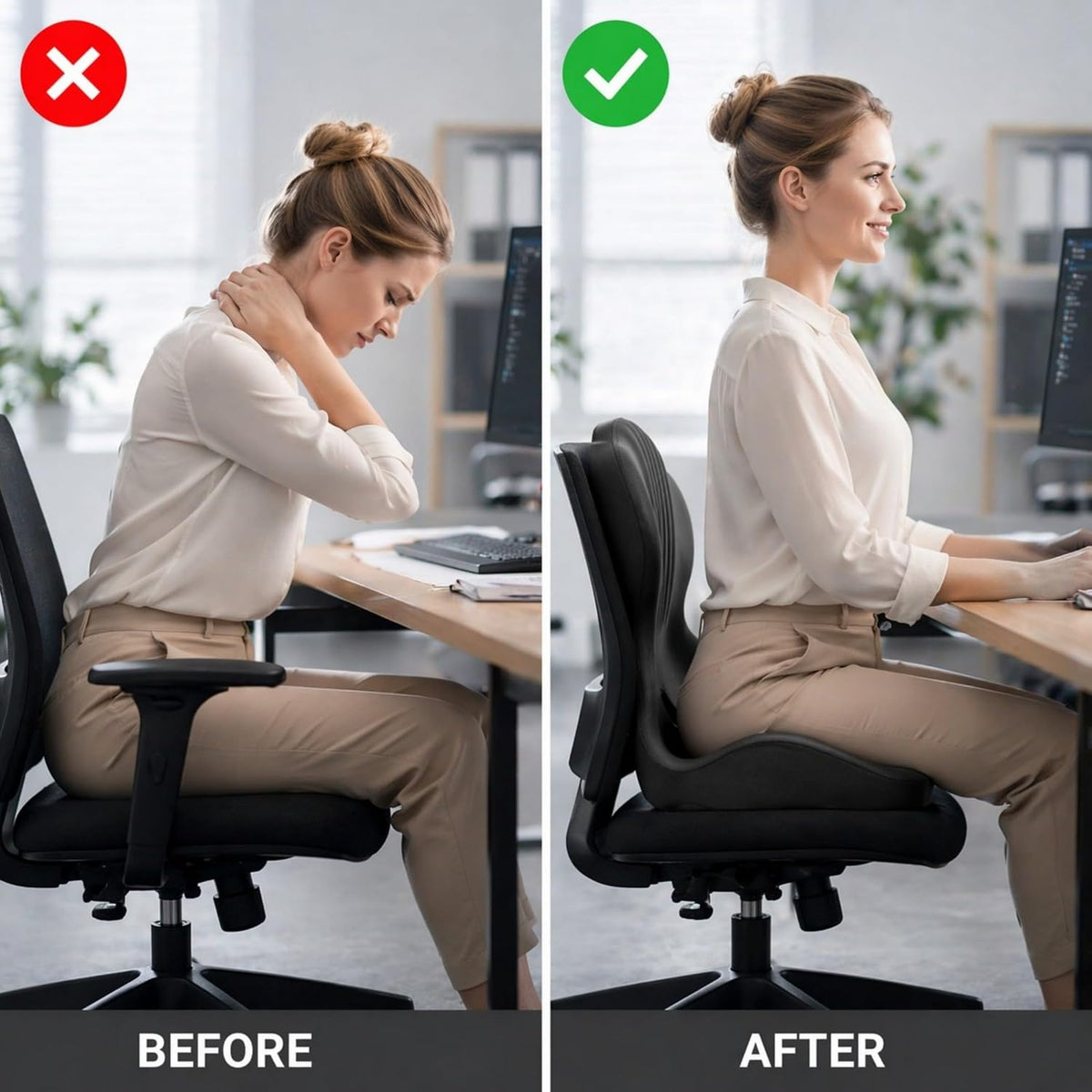 Ergonomic Seat Cushion with Lumbar Support, Memory Foam - Image 6