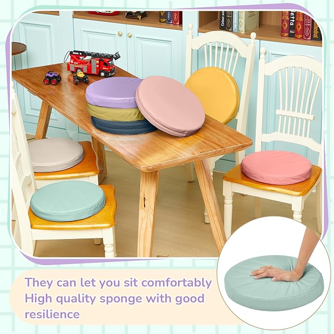 Juexica 8 Pcs Floor Cushions Kids,Hippie Boho Color,13.8 X 13.8 X 2 Inch | Extra Thick 2" Flexible Seating Classroom, Assorted Colored Floor Pillow, Soft Round Cushions for Kids Students Office School - Image 6