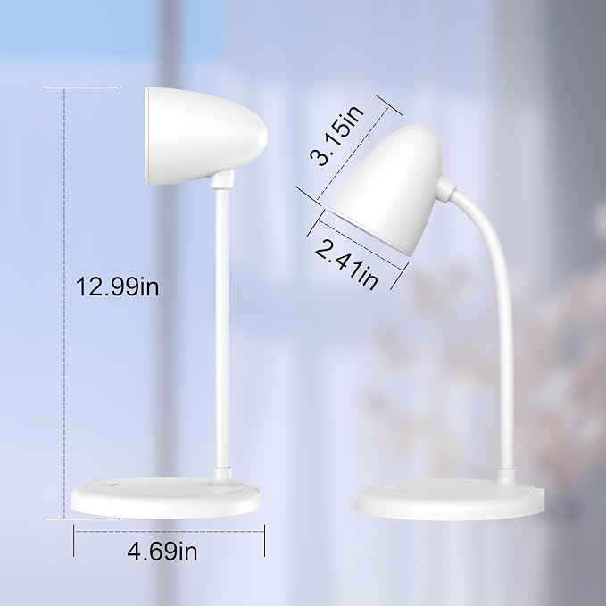 LED Desk Lamp for Home Office,Dimmable Table Lamp 3 Light Colors | Reading Light for Bedside Small Desk Lamp for College Dorm Room,Bedroom Desk Light,White - Image 2