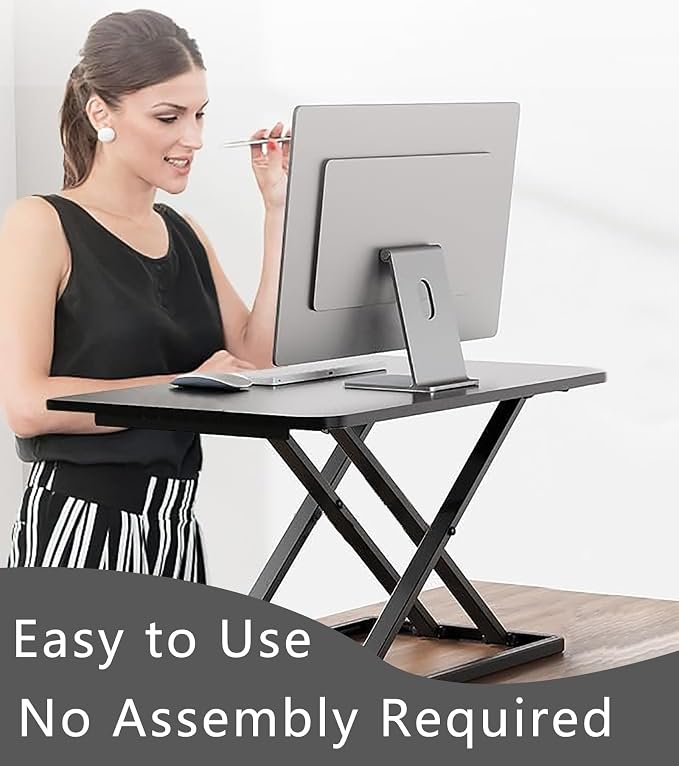 Aconcept Extra-Slim 24 x 14 inch Black Lift Standing Desk Converter, Manual Adjustable Height Sit Stand up Desk Riser, Compact for Monitor or Laptop Workstation - Image 8