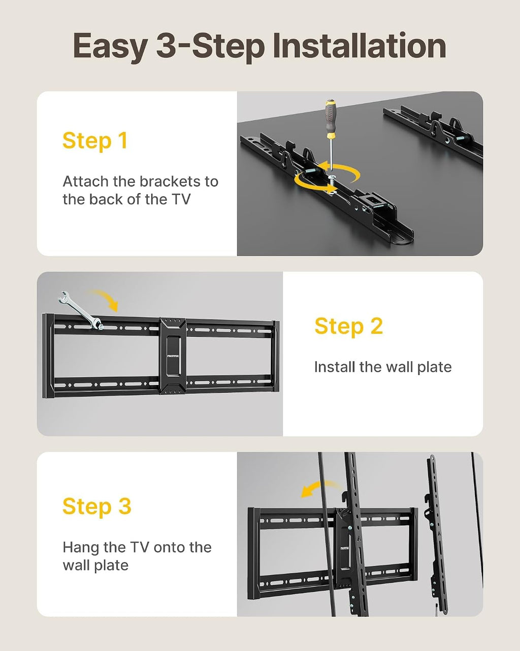 monTEK Heavy Duty Tilting TV Wall Mount for 43-95 Inch TVs, 200lbs Capacity - Image 9
