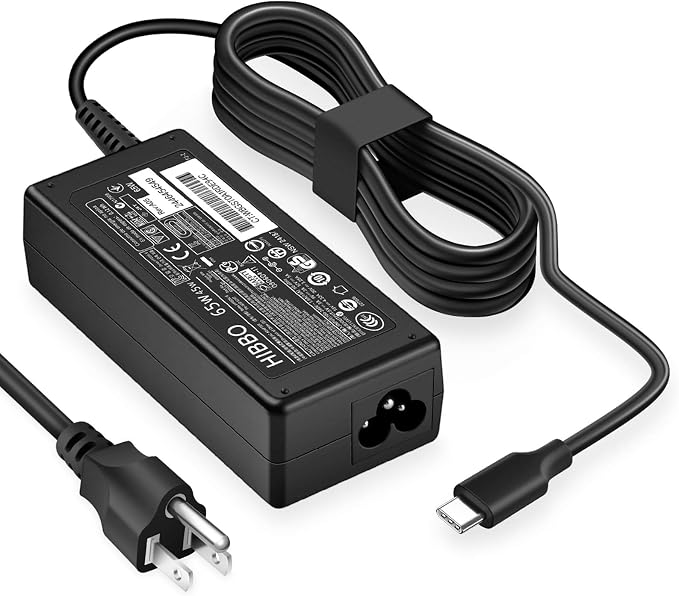 Charger Compatible with HP Laptop Chromebook 65W 45W USB C Power Adapter | For HP Laptop Charger and All 65W USB Type C Power Supply Adapter Cord by HIBBO