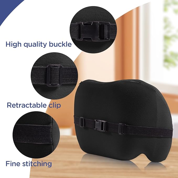Lumbar Support Pillow for Office Chair, Memory Foam Car Back Cushion | Lumbar Pillow Lower Back with Adjustable Straps, Ergonomic Chair Back Pillow for Office, Car, Gaming Chairs and Bed - Image 3