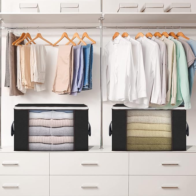 90L Large Storage Bags, 4 Pack Clothes Storage Bins Closet Organizers | Foldable Storage Containers, with Reinforced Handle, for Clothing, Blanket, Comforters, Bed Sheets, Pillows and Toys - Image 6