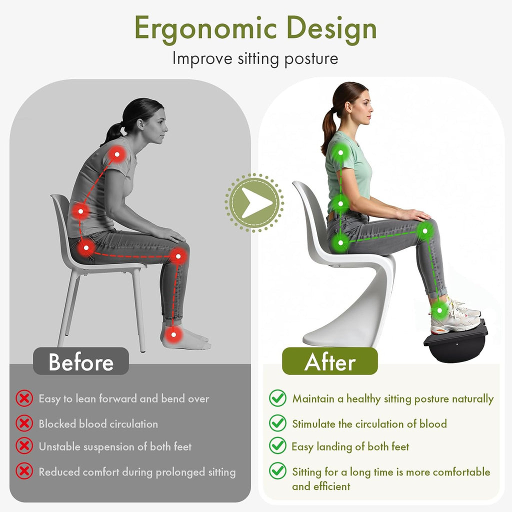 Ergonomic Wooden Foot Rest for Under Desk at Work (Black) - Image 2