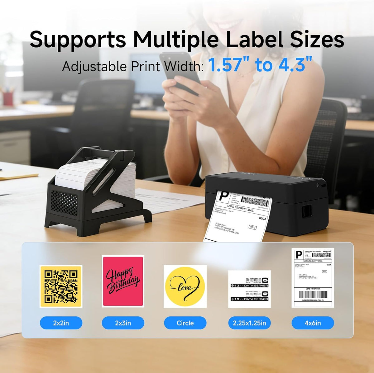 Bluetooth Thermal Label Printer w/ Stand, 4x6 Shipping Label Printer - Image 3