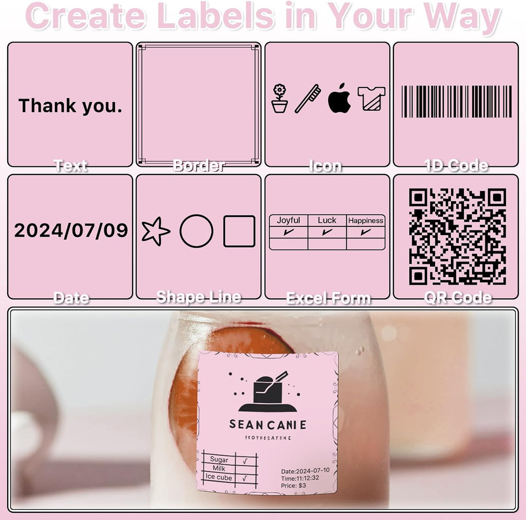2x2 Thermal Labels, Square Thermal Label Stickers, Pink - Image 7
