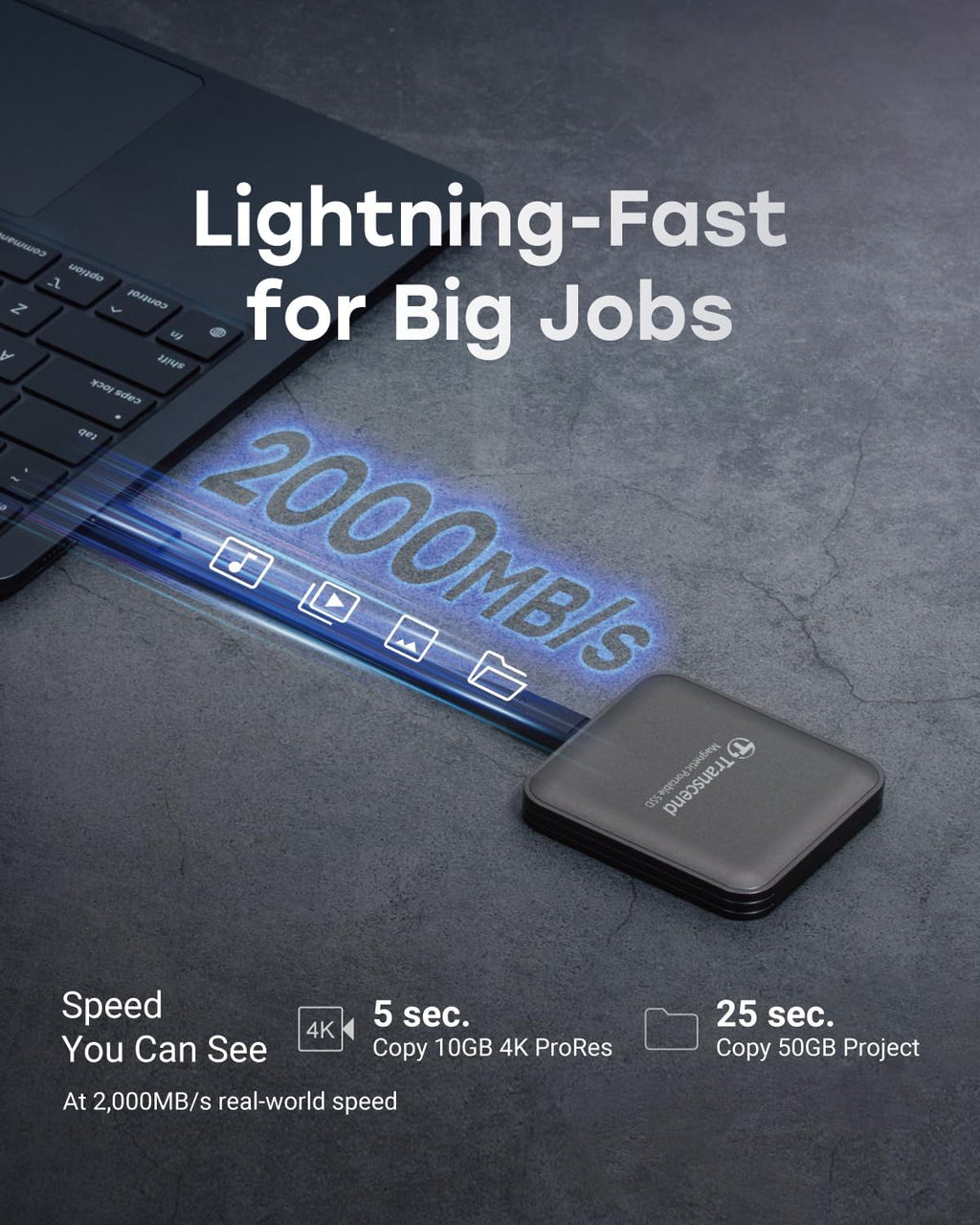 Transcend 1TB ESD420 Portable Magnetic SSD Up to 2000MB/s USB3.2 Gen2x2 - Image 4