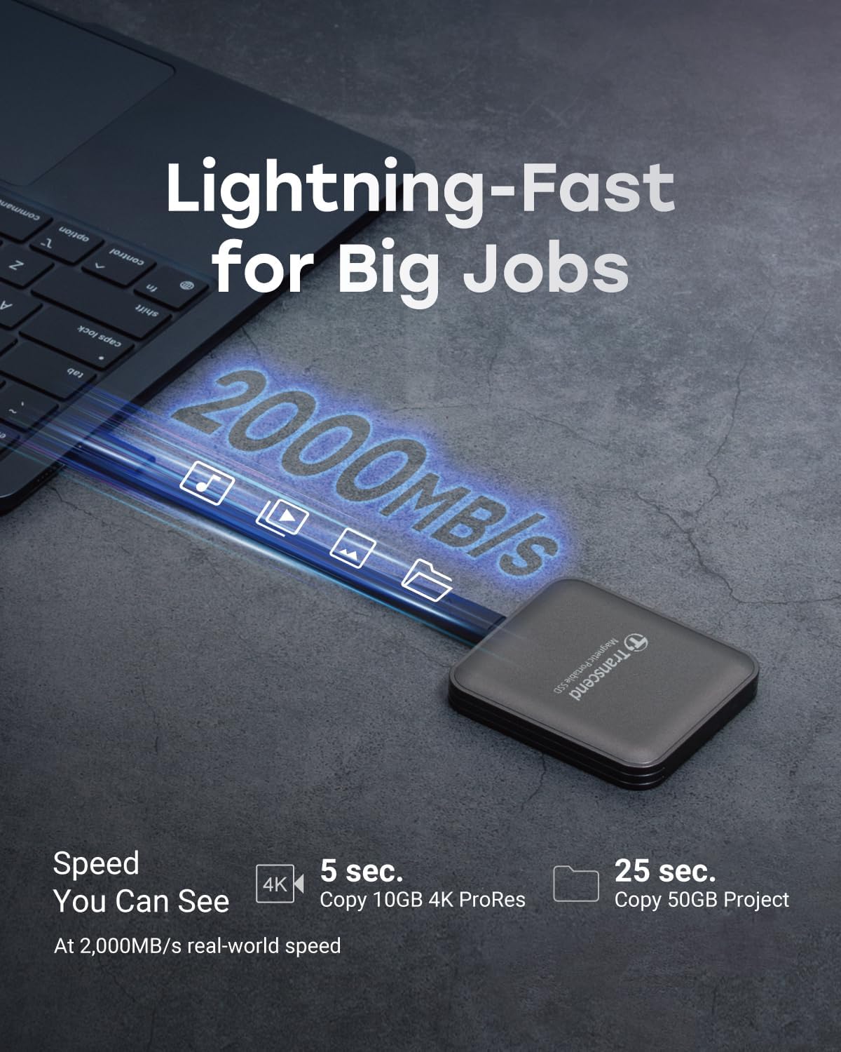 Transcend 1TB ESD420 Portable Magnetic SSD Up to 2000MB/s USB3.2 Gen2x2 - Image 4
