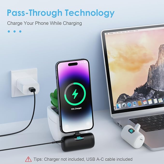 Feob [2 Pack] Small Portable Charger for iPhone14/13, 5500mAh PD Fast Charging Power Bank, LCD Display Cute Mini Battery Pack Compatible with iPhone 14/14 Pro Max/13/13 Pro/12 Pro/11/XR/X/8 - Image 2