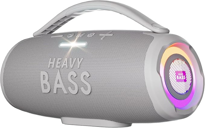 HEAVY BASS Speakers Bluetooth Wireless, 80W Max Loud Portable Speaker with Bass, 20H Playtime, IPX6 Waterproof, Dual Pairing, Perfect for Outdoor Camping,Beach by Unknown
