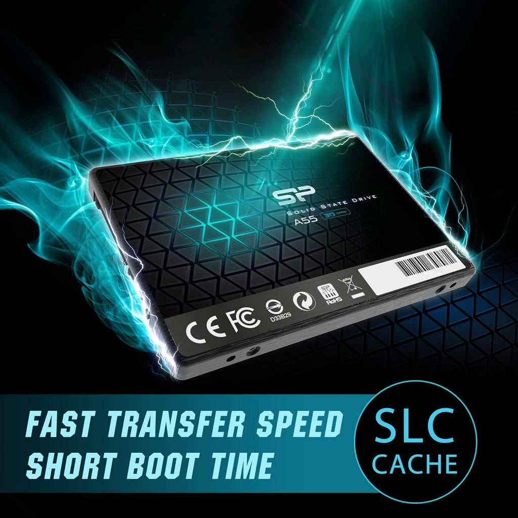 Silicon Power 1TB SSD 3D NAND A55 SLC Cache Performance Boost SATA III 2.5" 7mm (0.28") SSD Internal Solid State Drive (SU001TBSS3A55S25EC) - Image 3