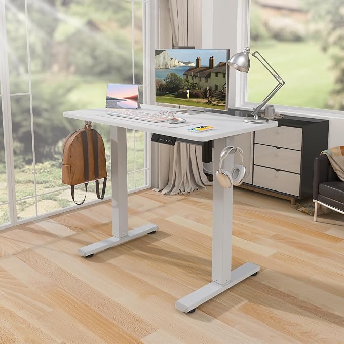 Kingant Standing Desk, 35x20 Inch Electric Height Adjustable Computer Desk | Ergonomic Small Sit Stand Desk Rising Desks for Home Office Stand Up Desk Computer Workstation with Cable Management - Image 7