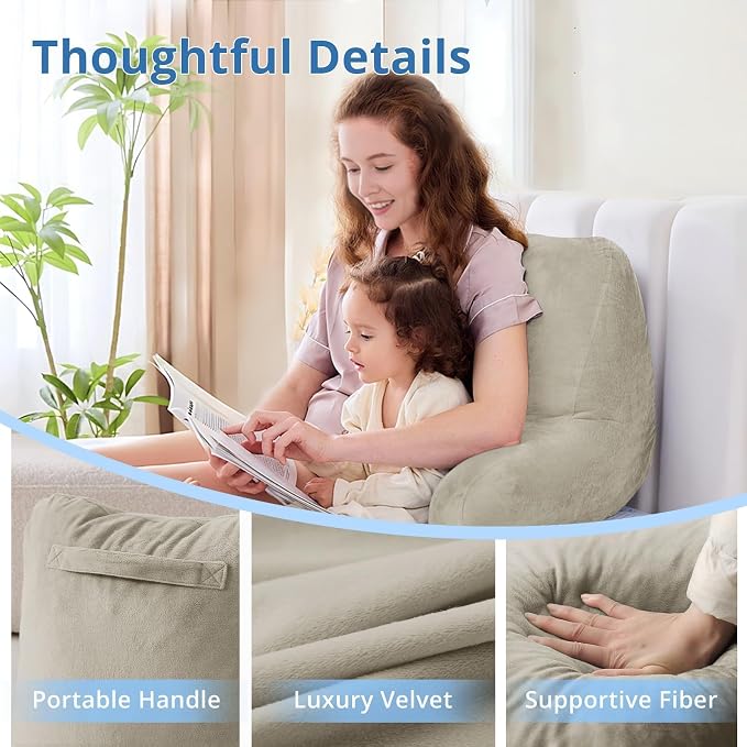 Sasttie Reading Pillow for Bed, Back Pillow for Sitting Up, Linen | 18" Backrest Support Cushion for Couch, Sofa, and Floor, Dorm Essentials, OEKO-TEX, Adjustable Down Alternative Fill - Image 4