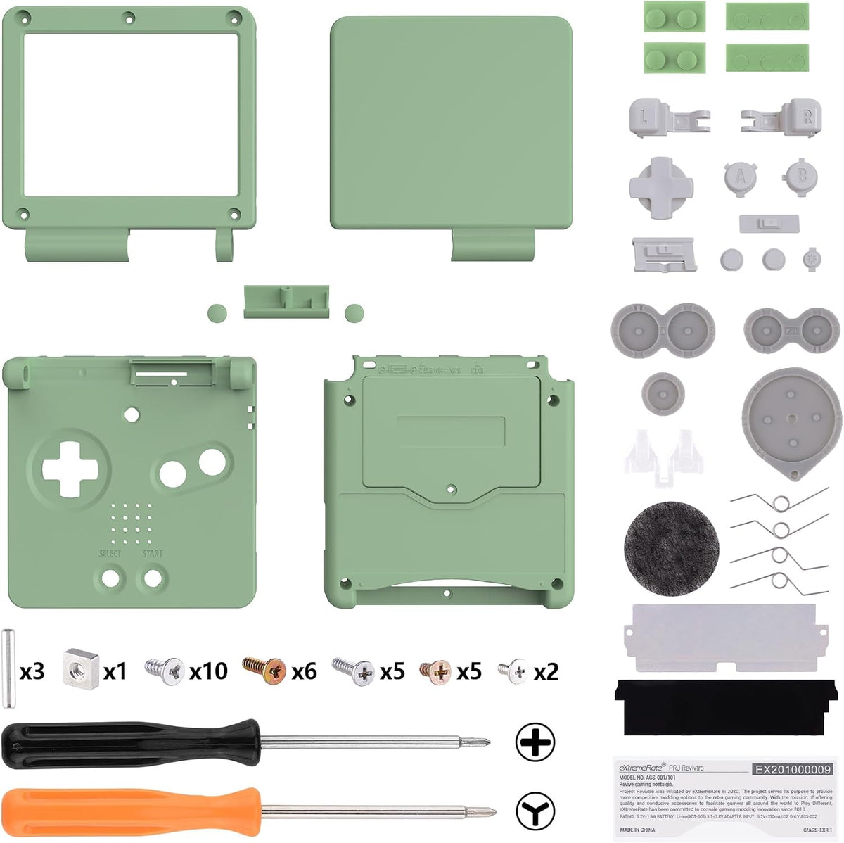 IPS Ready Upgraded eXtremeRate Matcha Green Custom Replacement Housing Shell for Gameboy Advance SP GBA SP – Compatible with Both IPS & Standard LCD – Console & Screen NOT Included by eXtremeRate