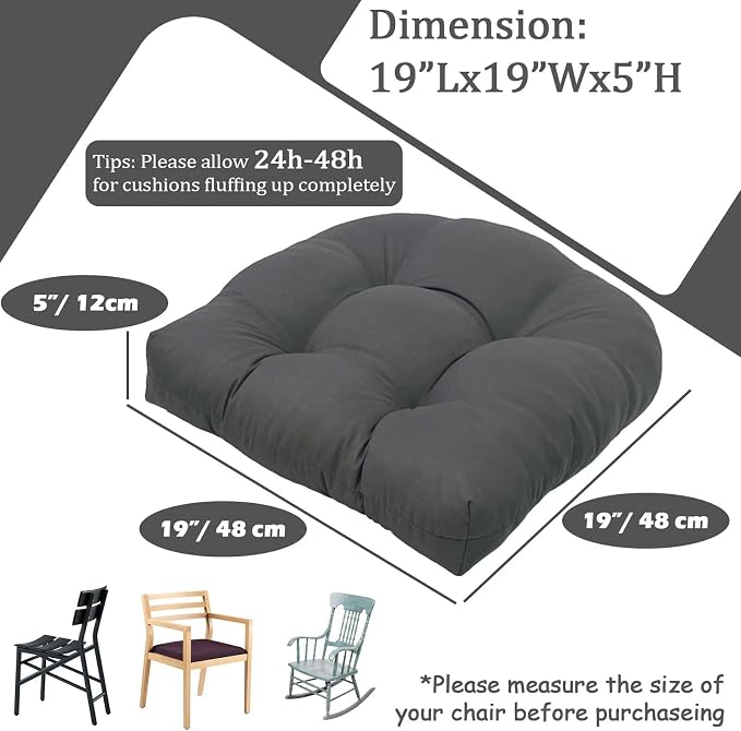 MTMR Outdoor Chair Cushions Set of 2, Patio Furniture Seat Pads, Waterproof | 2Pcs , waterproof cover, PP cotton, u-shaped, no-fading, thick patio seat pads for outdoor wicker furniture in yard, 19x19x4 - Image 5