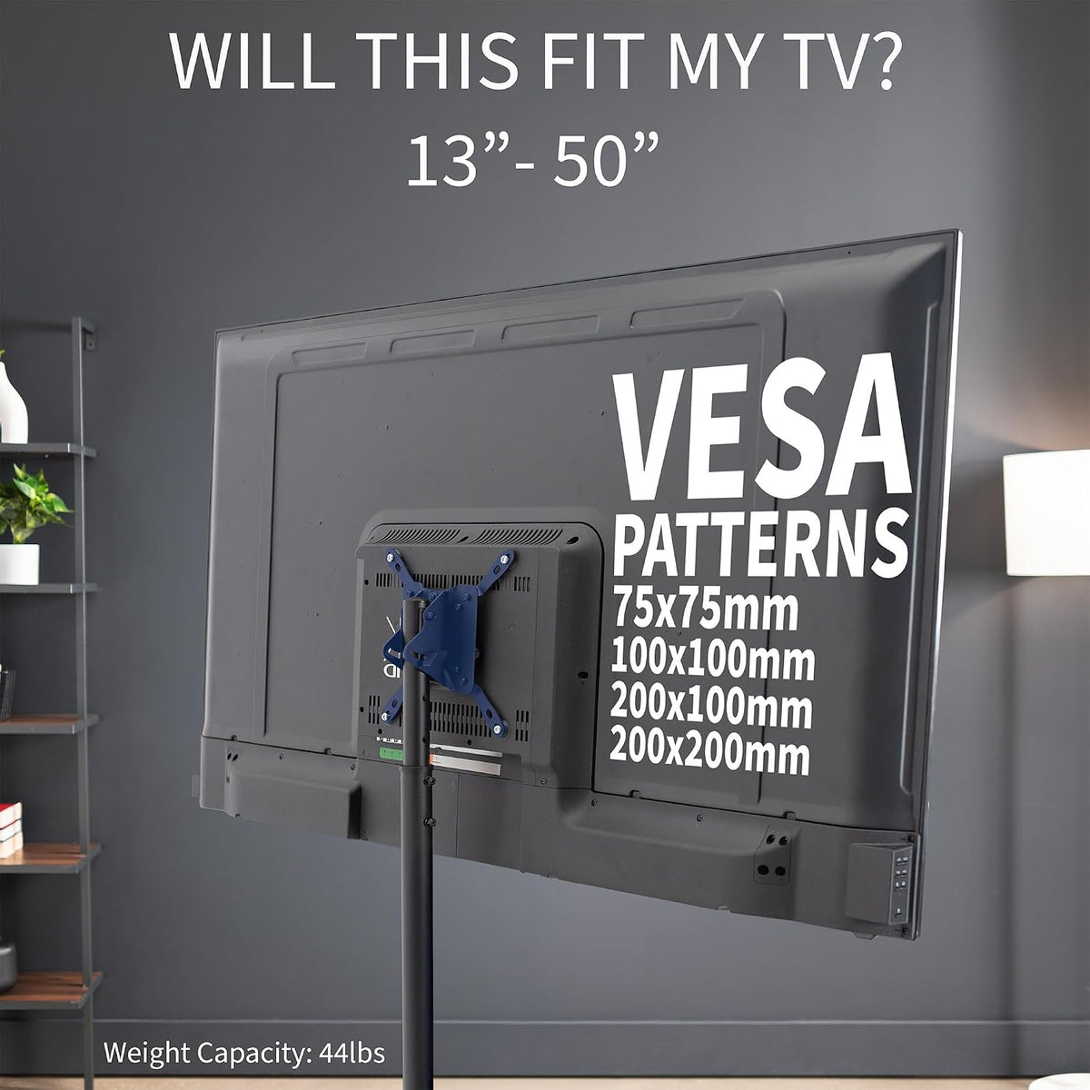 VIVO Height Adjustable TV Floor Stand for 13-50 in Screens - Image 5