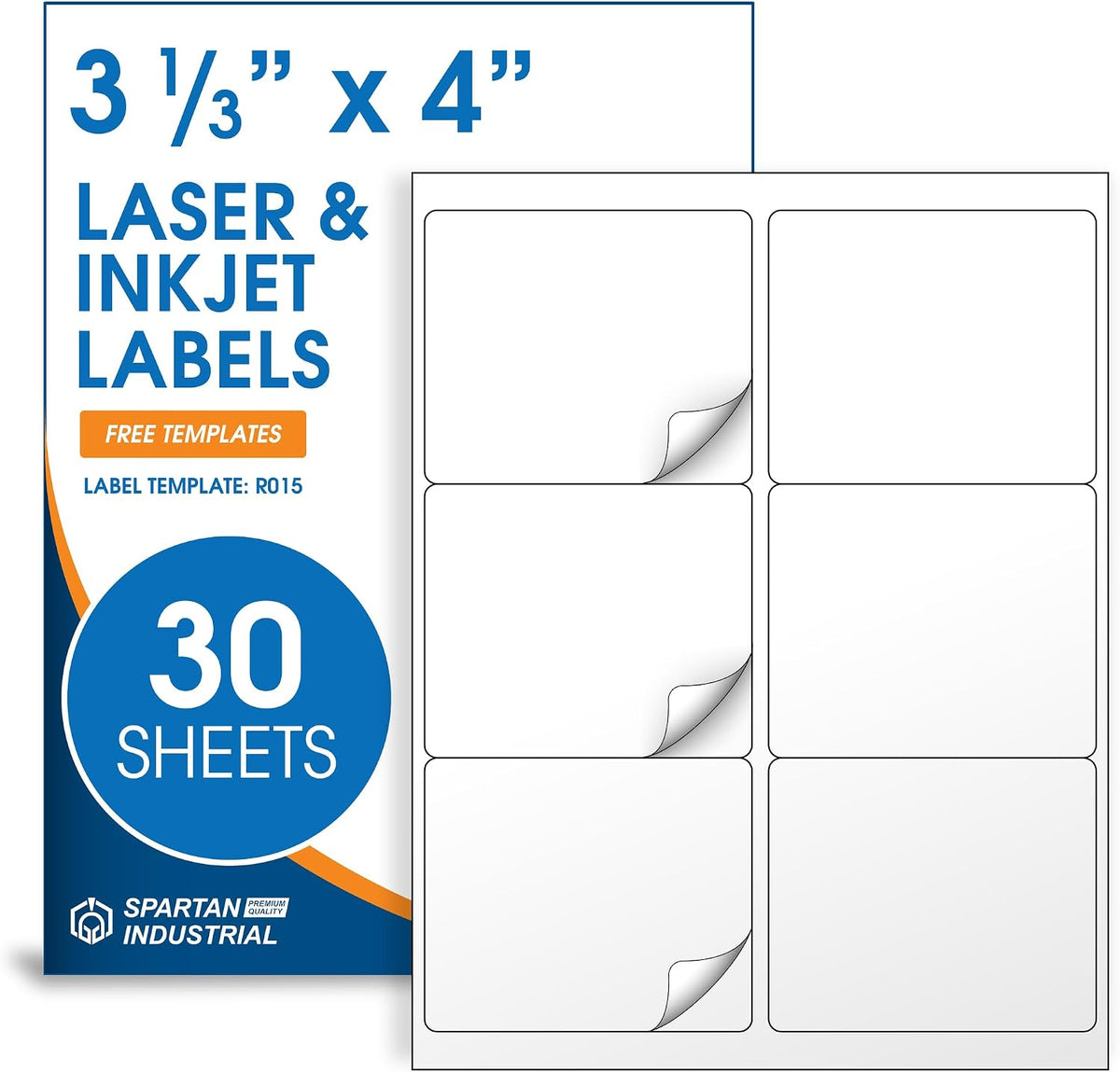 4" X 3.33" Matte White Printable Shipping Labels (30 Sheets, 180 Stickers) by Spartan Industrial