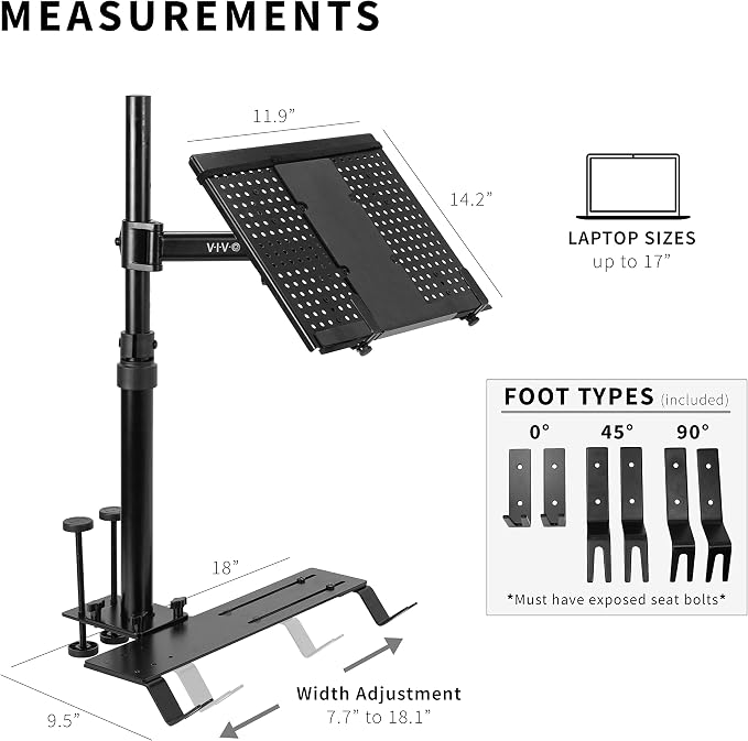 VIVO Single Laptop Car Mount, Fully Adjustable Extension, Notebook Stand for Trucks, Vans, and SUVs, Articulation and Height Adjustment, Black, MOUNT-CAR01 - Image 3